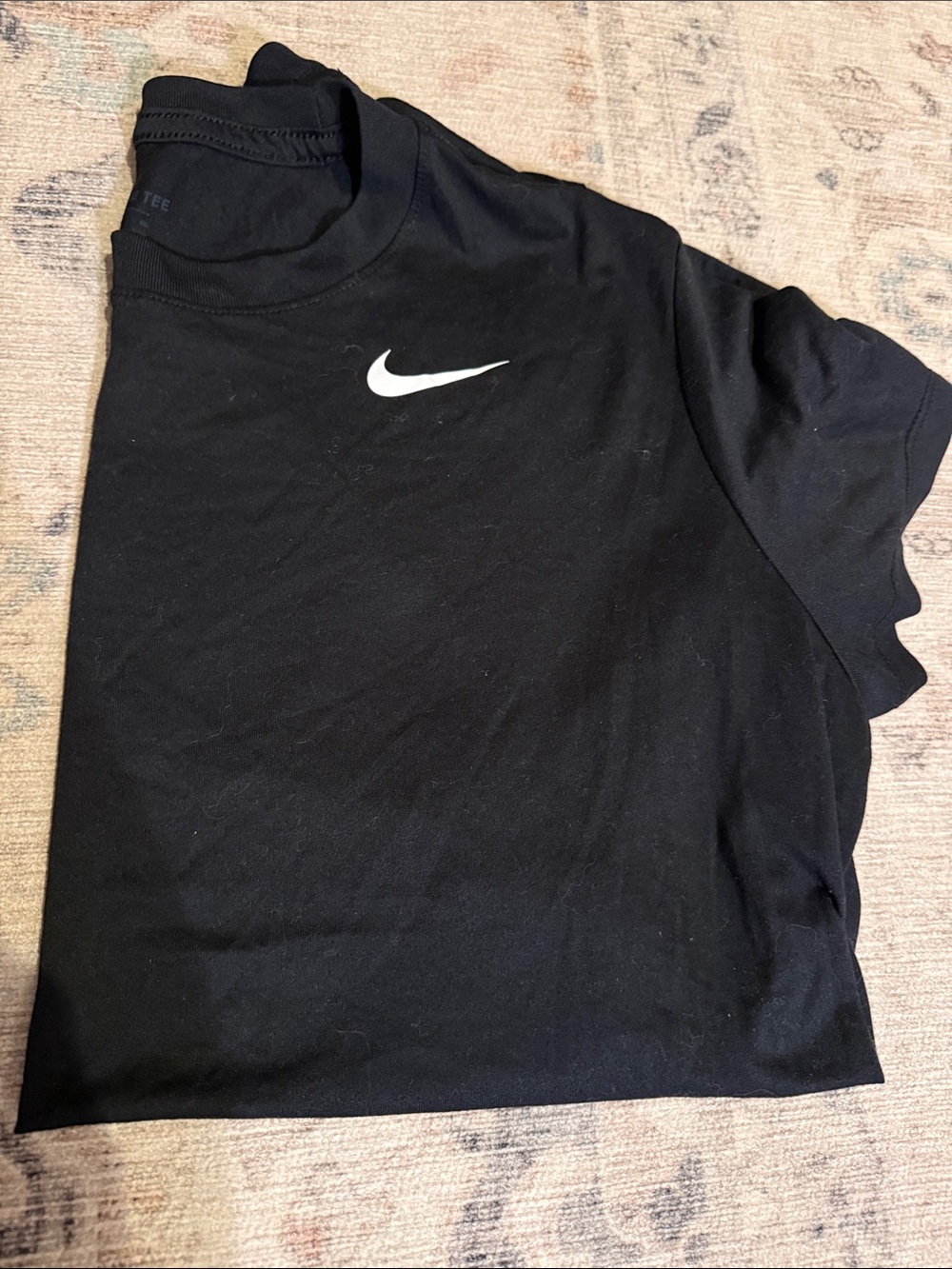 Nike Black Tee with White Swoosh Logo